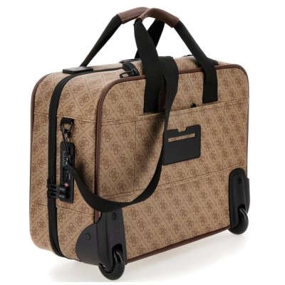 MALETA GUESS VEZZOLA PILOTO MARRON LOGOS
