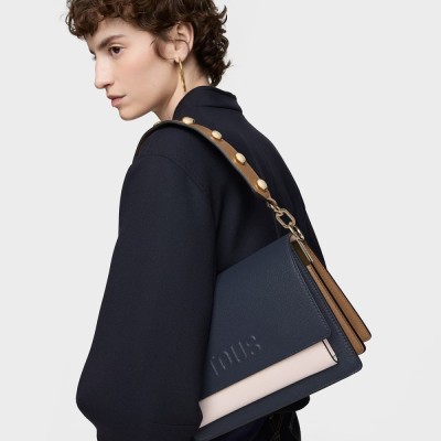 BOLSO TOUS AUDREE SAFFIANO AZUL ROSA