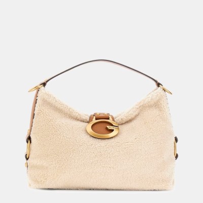 BOLSO AL HOMBRO GUESS CAMDEN DE PELO BEIGE